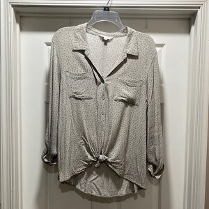 Pink Rose Light Green Button-Down Shirt